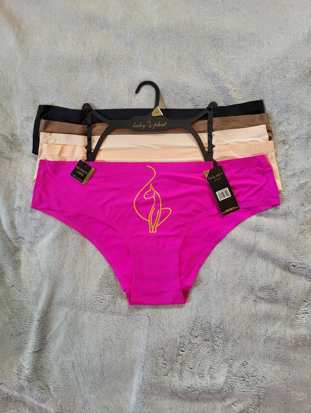 5-Pk Baby Phat Womens Size 3X Laser Cut Hipster Panties Underwear Super Soft Y2K